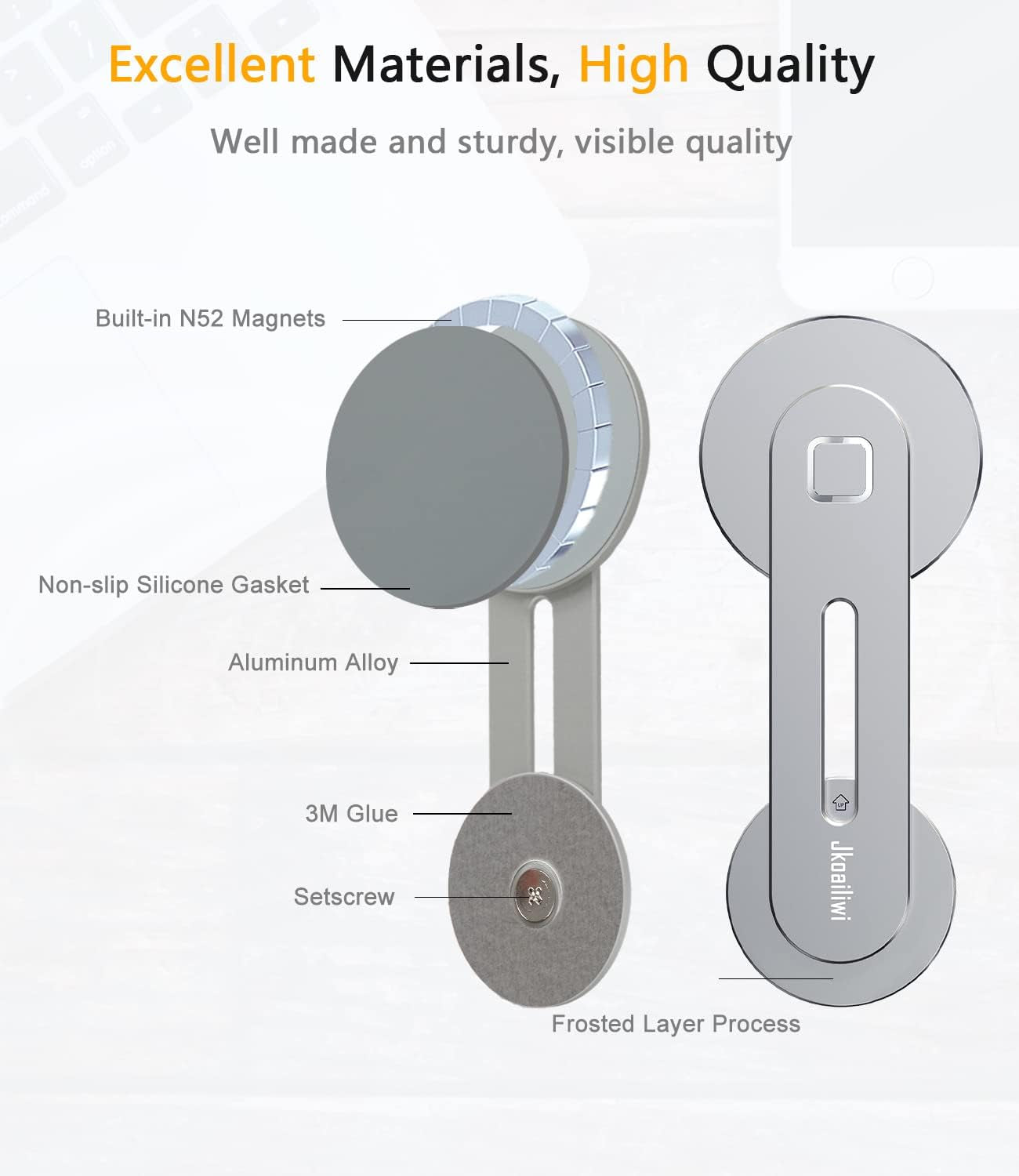 Dual Screen Magnetic Phone Holder for Laptop - Adjustable Slim Phone Mount for Monitor'S Top and Side - Computer Extension Bracket for Tesla, Magsafe Iphone 15/14/13/12 & All Phones, Silver