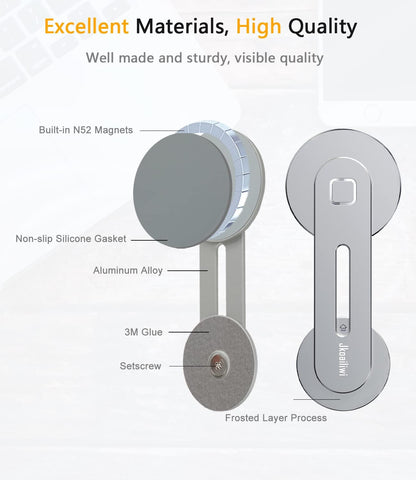 Dual Screen Magnetic Phone Holder for Laptop - Adjustable Slim Phone Mount for Monitor'S Top and Side - Computer Extension Bracket for Tesla, Magsafe Iphone 15/14/13/12 & All Phones, Silver